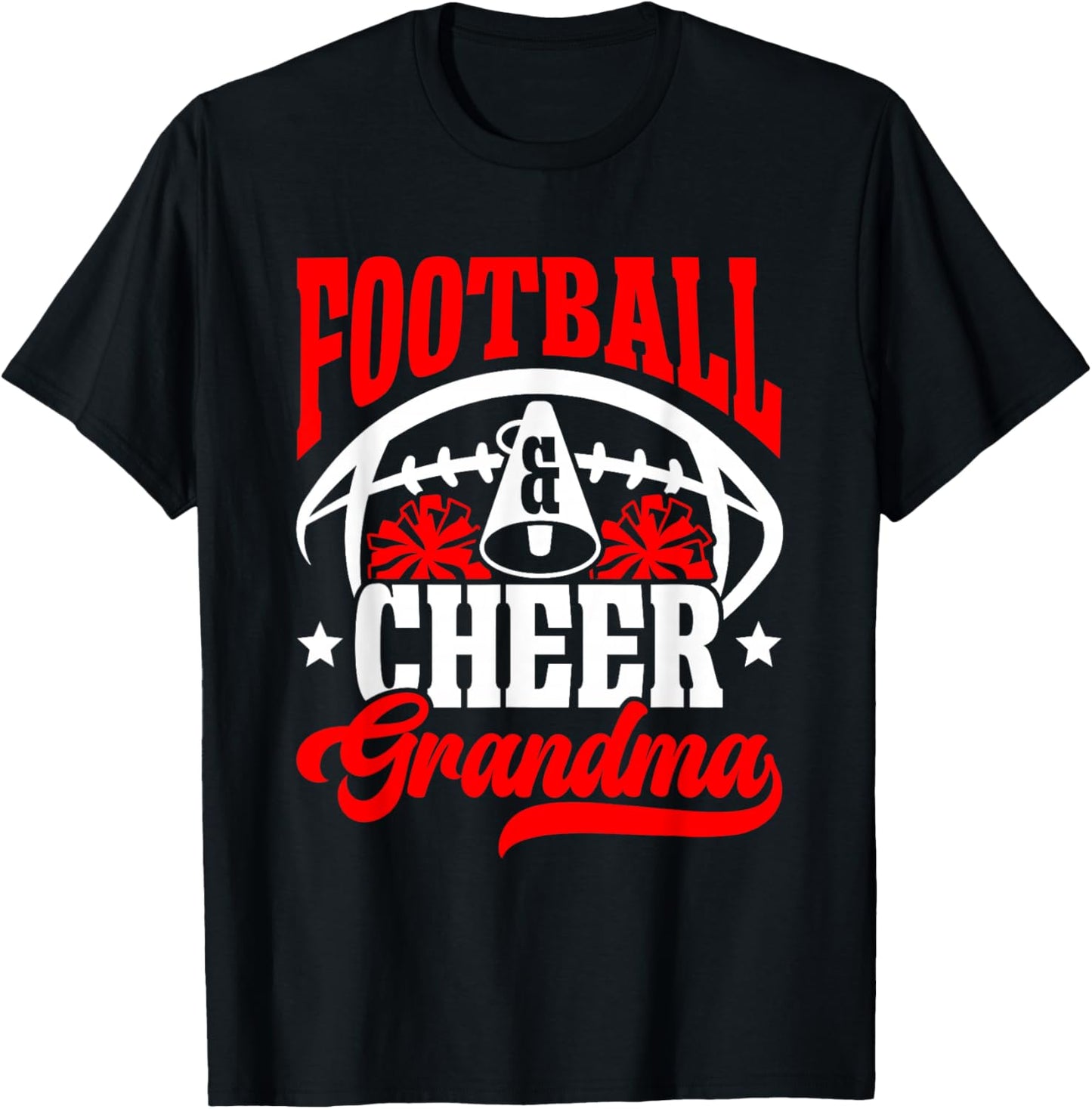 Football & Cheer Grandma Of Football Player And Cheerleader T-Shirt - T-Shirt | Black