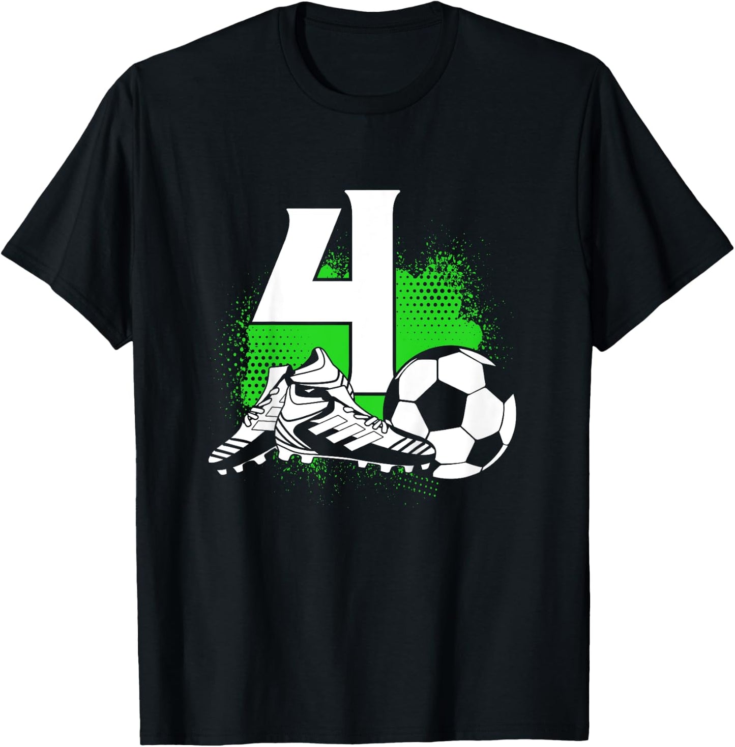 Kids 4 Years Old Boy 4th Birthday Gift Bday Soccer T-Shirt - T-Shirt | Black