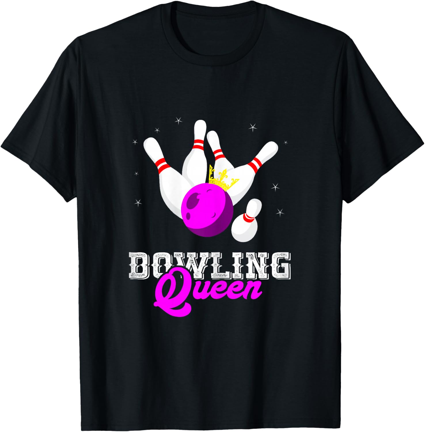 Bowling Queen Crown Bowler Bowling Lovers Team Bowling Game T-Shirt - T-Shirt | Black
