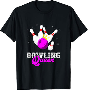 Bowling Queen Crown Bowler Bowling Lovers Team Bowling Game T-Shirt - T-Shirt | Black