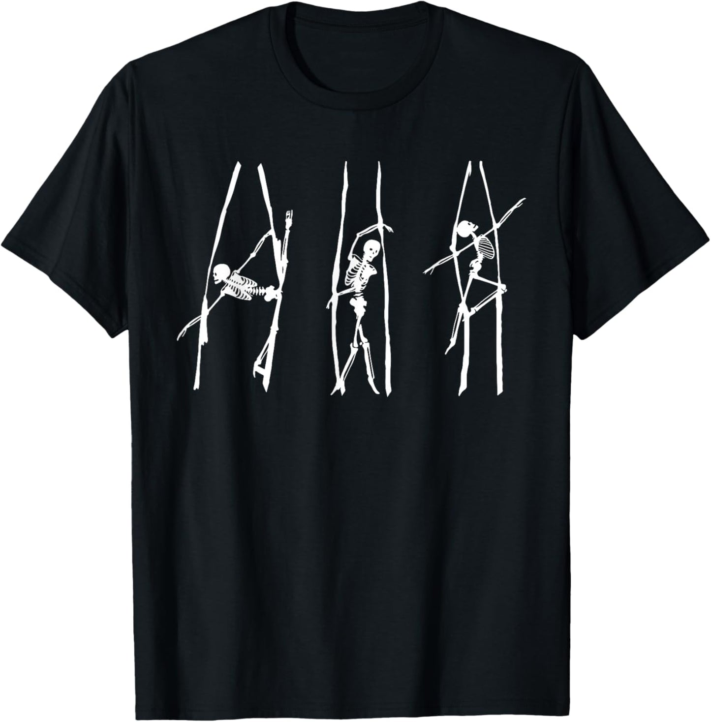 Aerial Silk Aerialist Acrobatics White Skeletons T-Shirt - T-Shirt | Black
