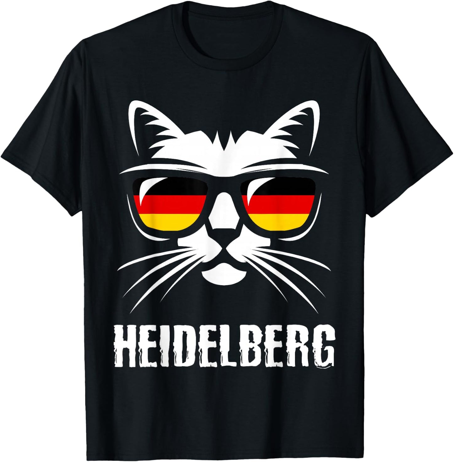 Heidelberg City Funny Cat German Flag Germany T-Shirt - T-Shirt | Black