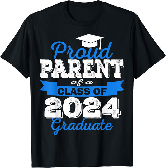 Super Proud Parent of 2024 Graduate Awesome Family College T-Shirt - T-Shirt | Black