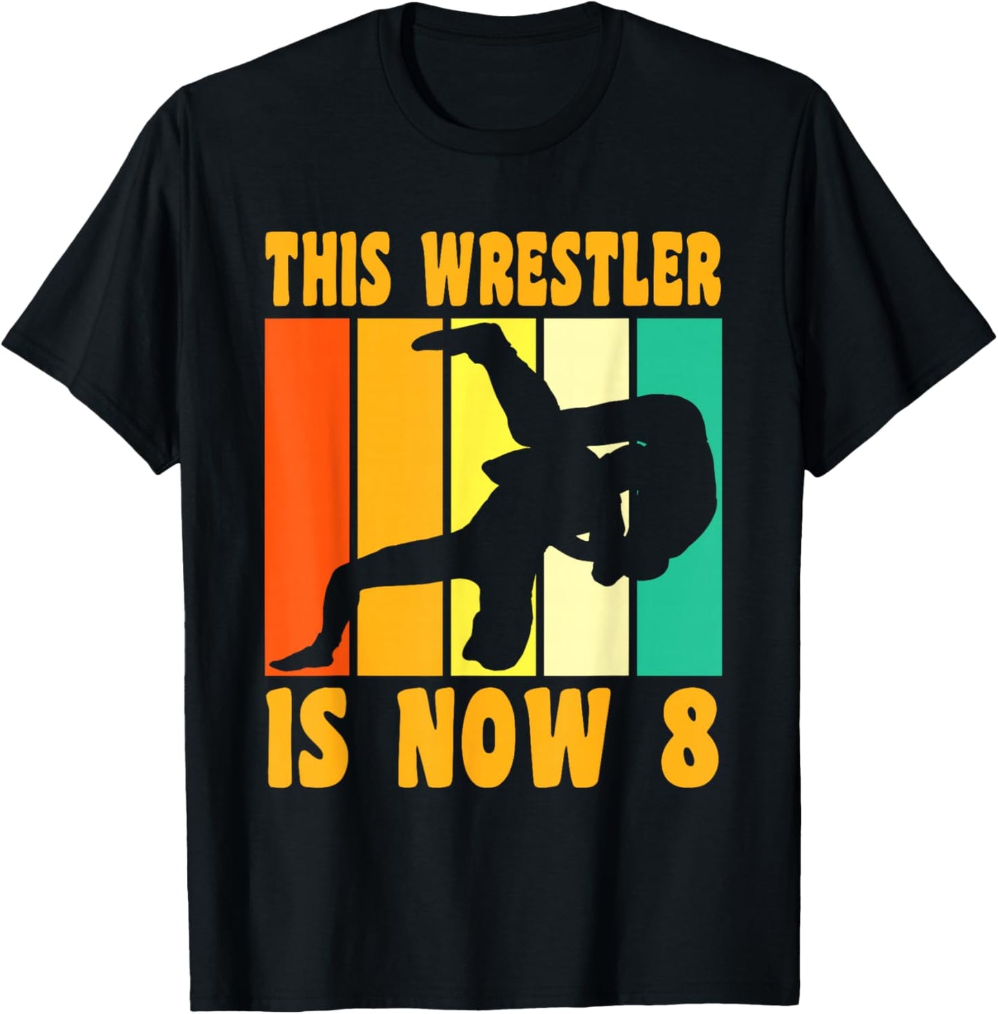 Happy 8 Birthday 8 Year Old Vintage Wrestling 8 Birthday T-Shirt - T-Shirt | Black