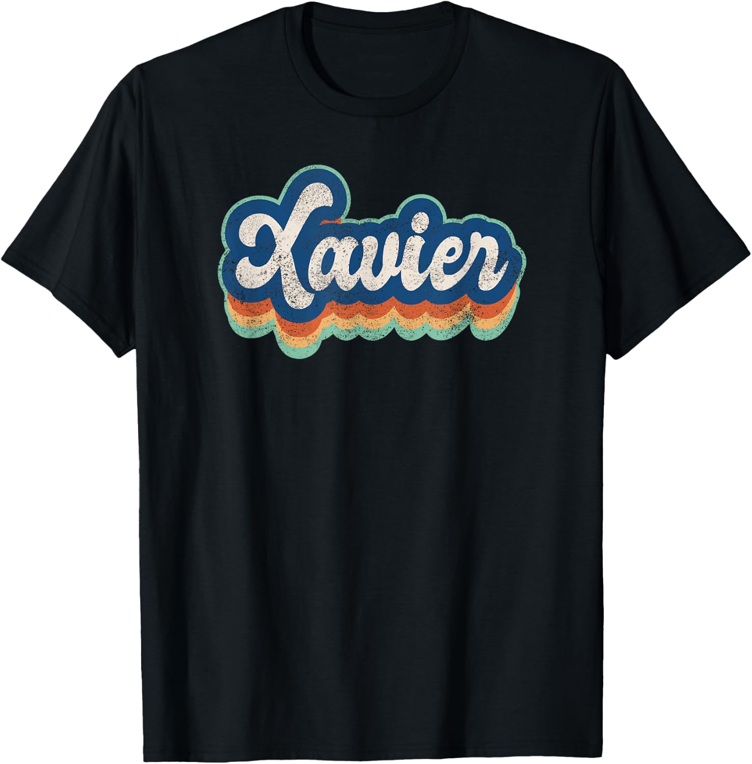 Xavier First Name Boy Vintage Style 70s 80s Personalized T-Shirt - T-Shirt | Black