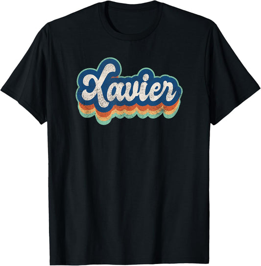 Xavier First Name Boy Vintage Style 70s 80s Personalized T-Shirt - T-Shirt | Black