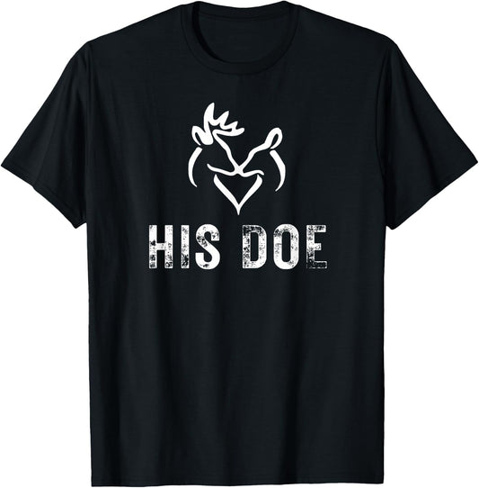 His Doe Matching Hunting Couples Valentines Day Gf T-Shirt - T-Shirt | Black