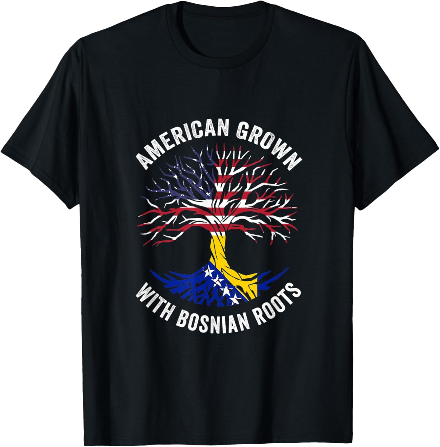 USA American Grown With Bosnian Roots Bosnia and Herzegovina T-Shirt - T-Shirt | Black
