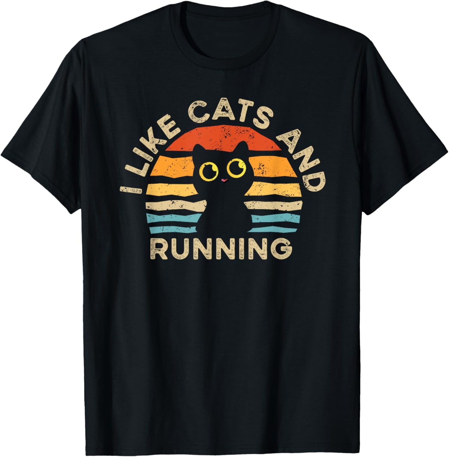 I Like Cats And Running T-Shirt - T-Shirt | Black