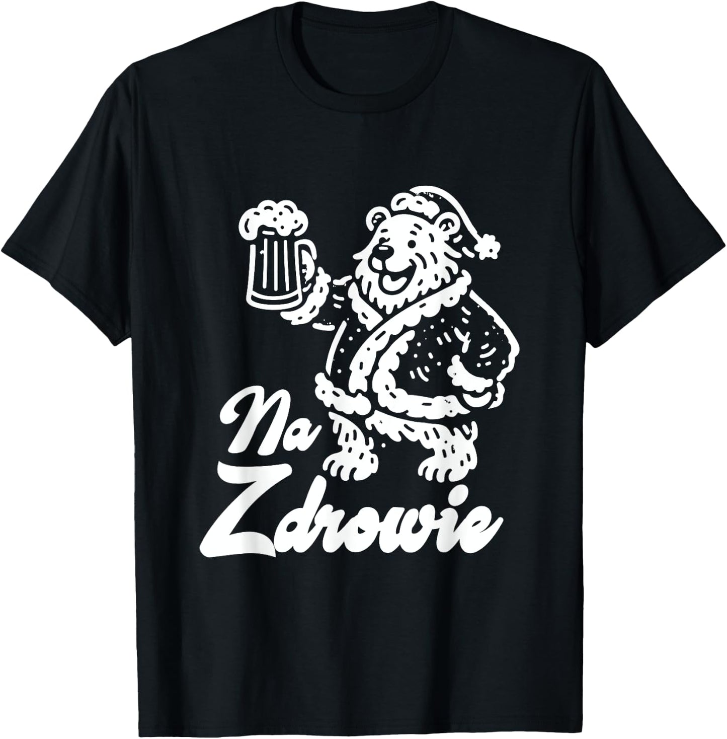 Na Zdrowie Polish Dyngus Day Bear Drinking Beer Poland Pride T-Shirt - T-Shirt | Black