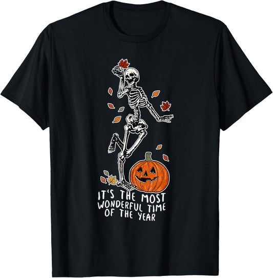 The Most Wonderful Time of Year Halloween Dancing Skeleton T-Shirt - T-Shirt | Black