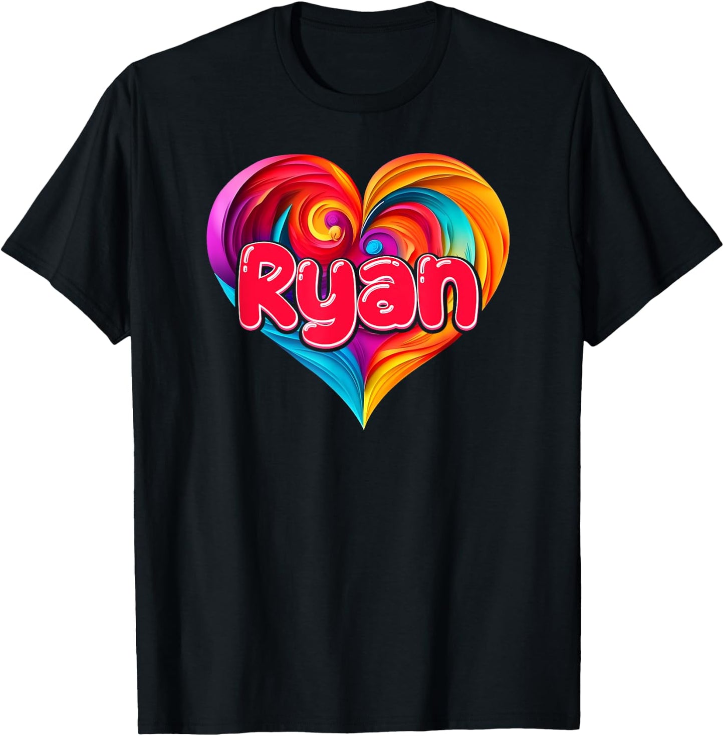 I Heart Love Ryan First Name Colorful Named T-Shirt - T-Shirt | Black
