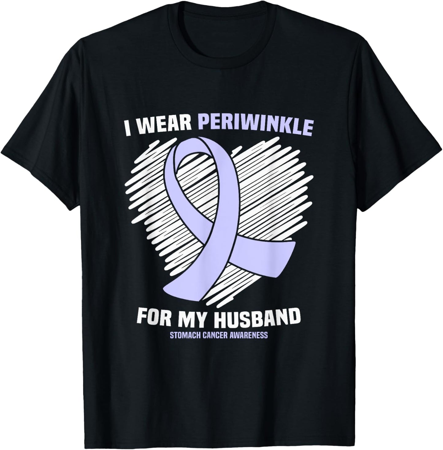 I Wear Periwinkle For My Husband Stomach Cancer Awareness T-Shirt - T-Shirt | Black