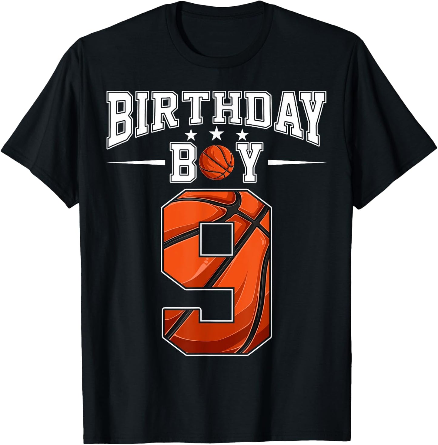 9th Birthday Boy Nine 9 Years Old Basketball Players Team T-Shirt - T-Shirt | Black