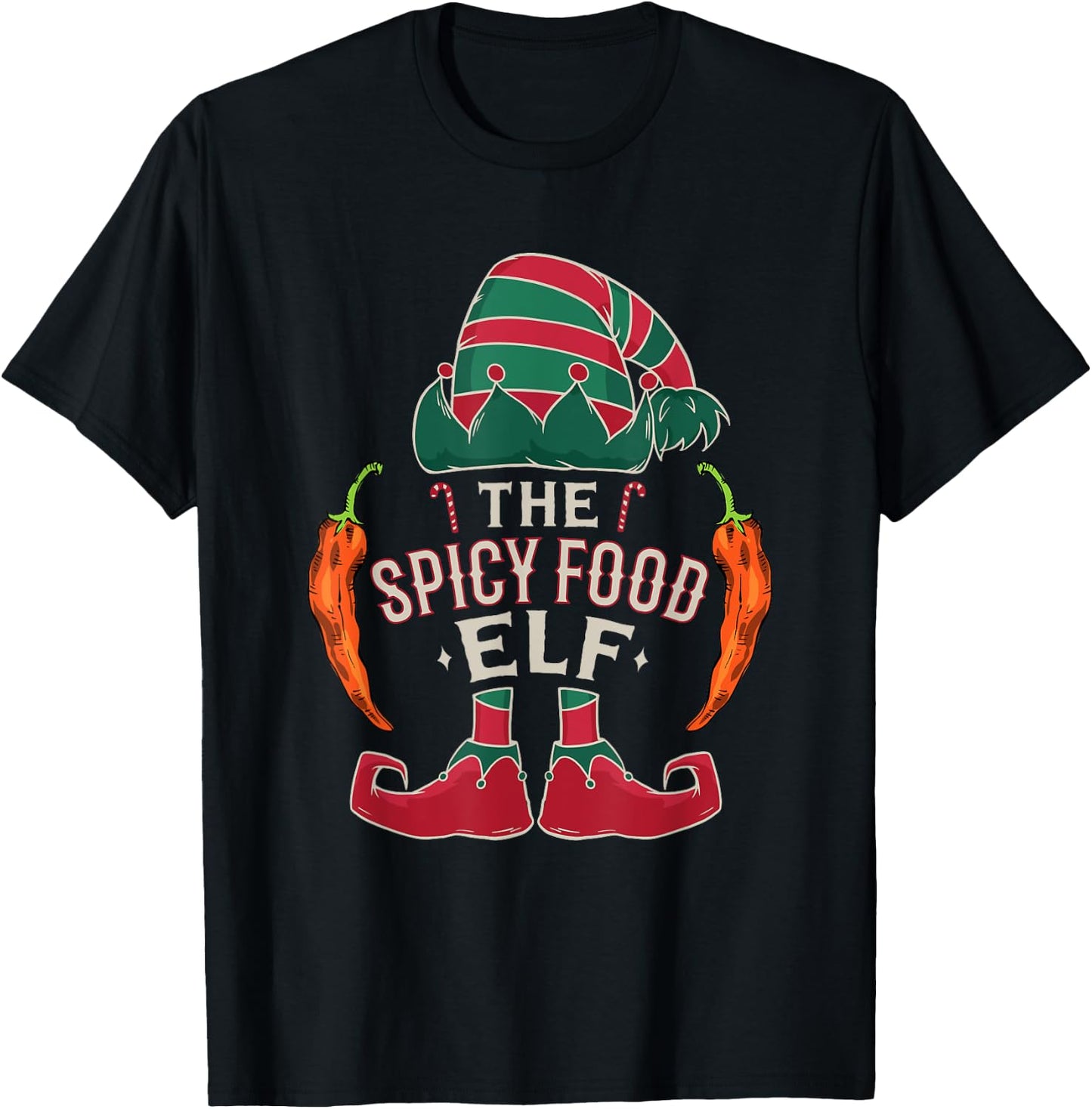 Christmas Spicy Food Lover Chili Peppers Chef Spicy Food T-Shirt - T-Shirt | Black