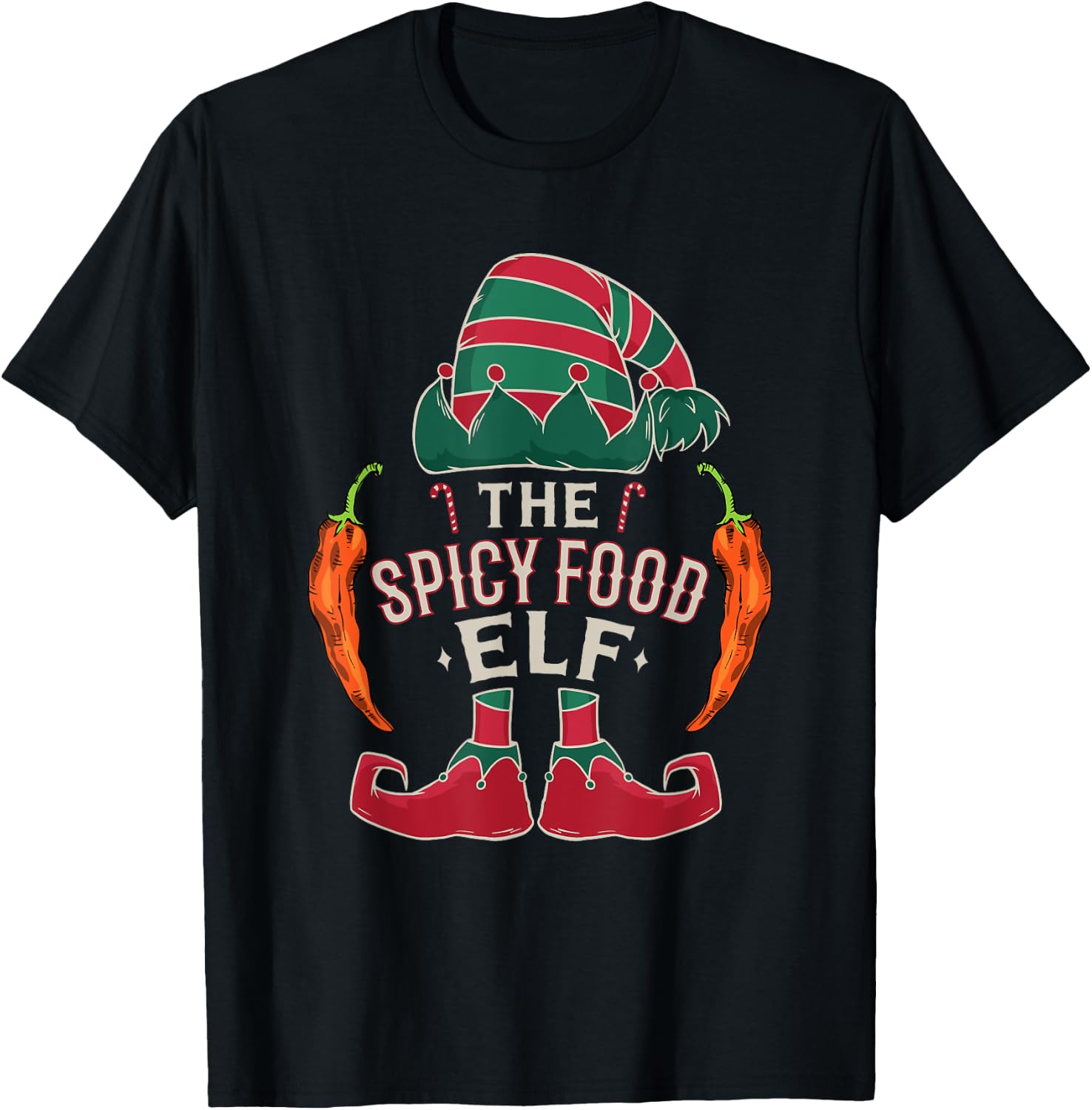 Christmas Spicy Food Lover Chili Peppers Chef Spicy Food T-Shirt - T-Shirt | Black