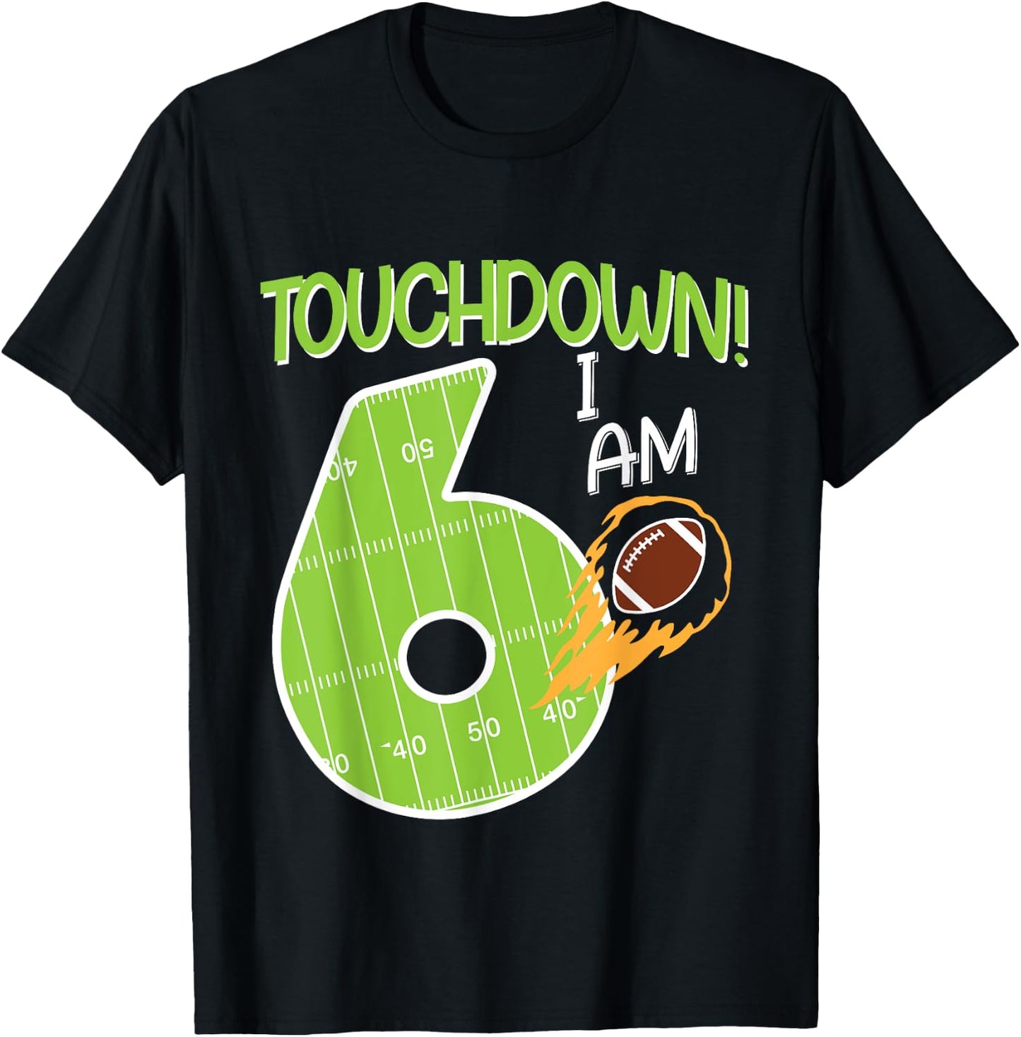 American Football Birthday I 6 years old T-Shirt - T-Shirt | Black