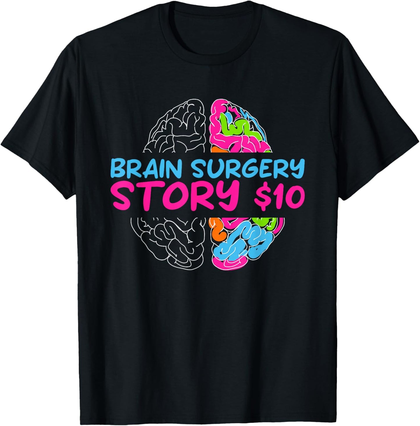 Funny History of Brain Surgery 10$ | Brain Survivors T-Shirt - T-Shirt | Black