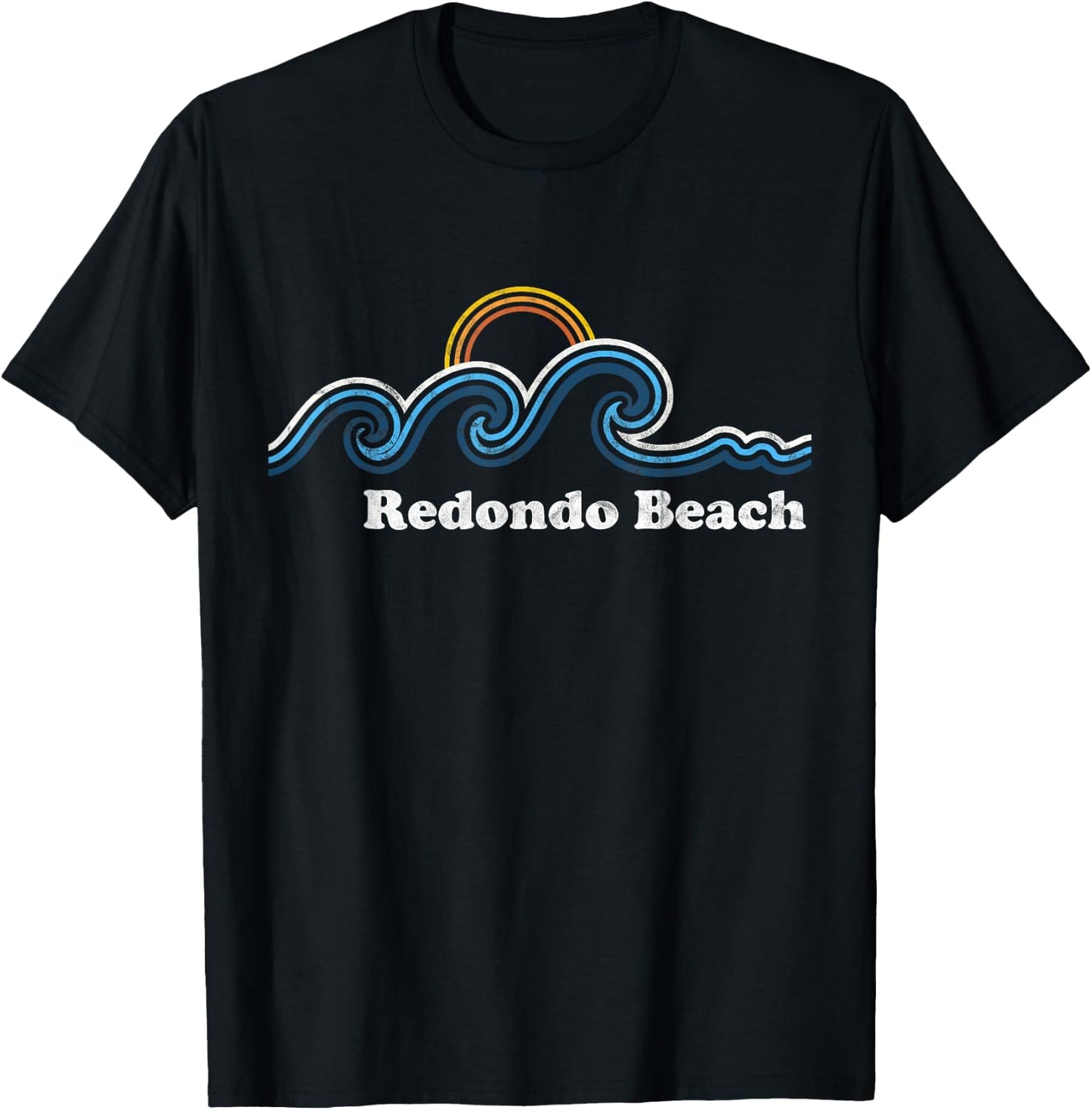 Retro Redondo Beach California CA Vintage Beach Surf T-Shirt - T-Shirt | Black