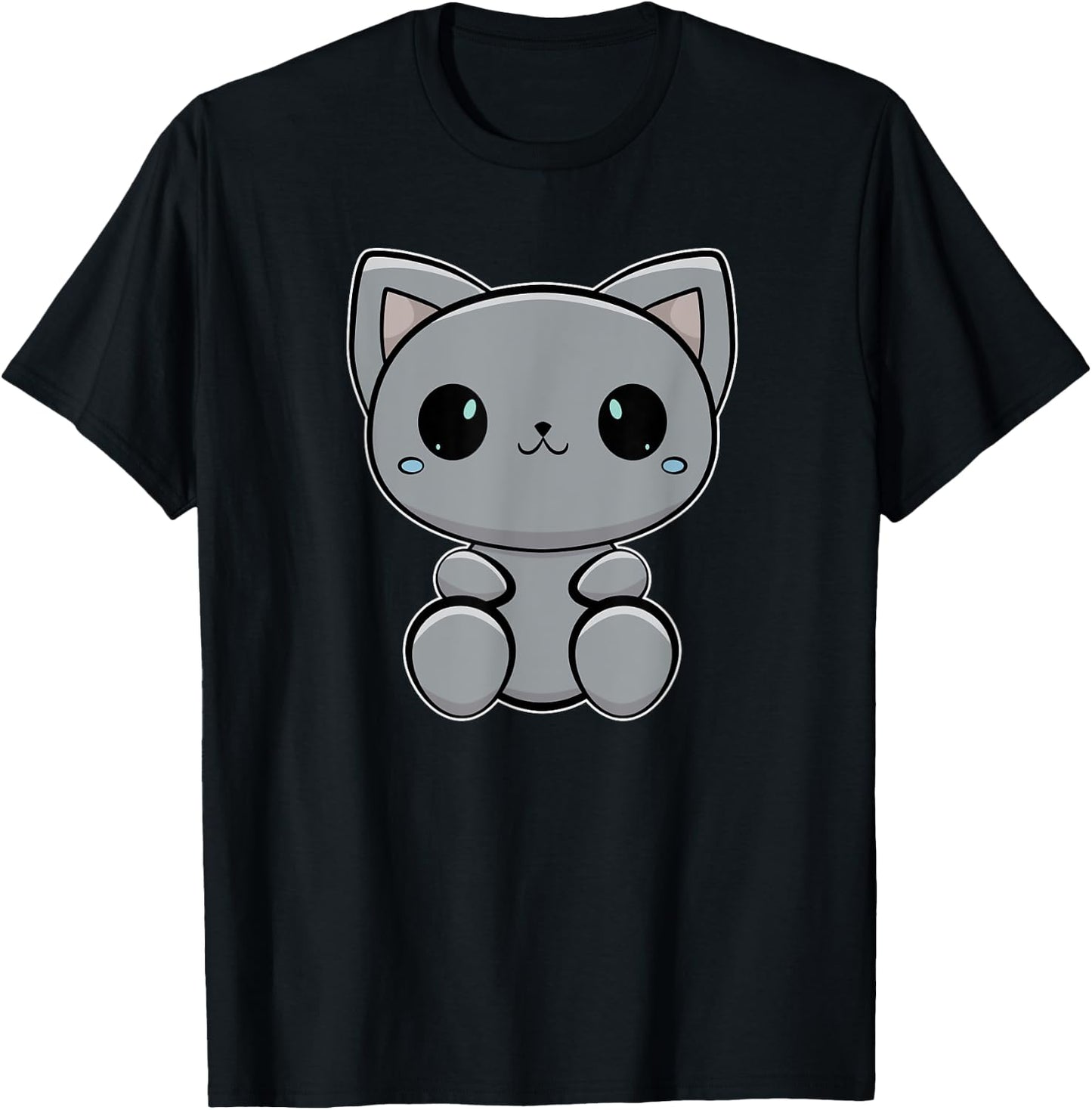 Cute Black Cat Anime Feline Neko T-Shirt - T-Shirt | Black