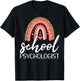 Leopard Boho Rainbow Back To School Psychologist Apparel T-Shirt - T-Shirt | Black