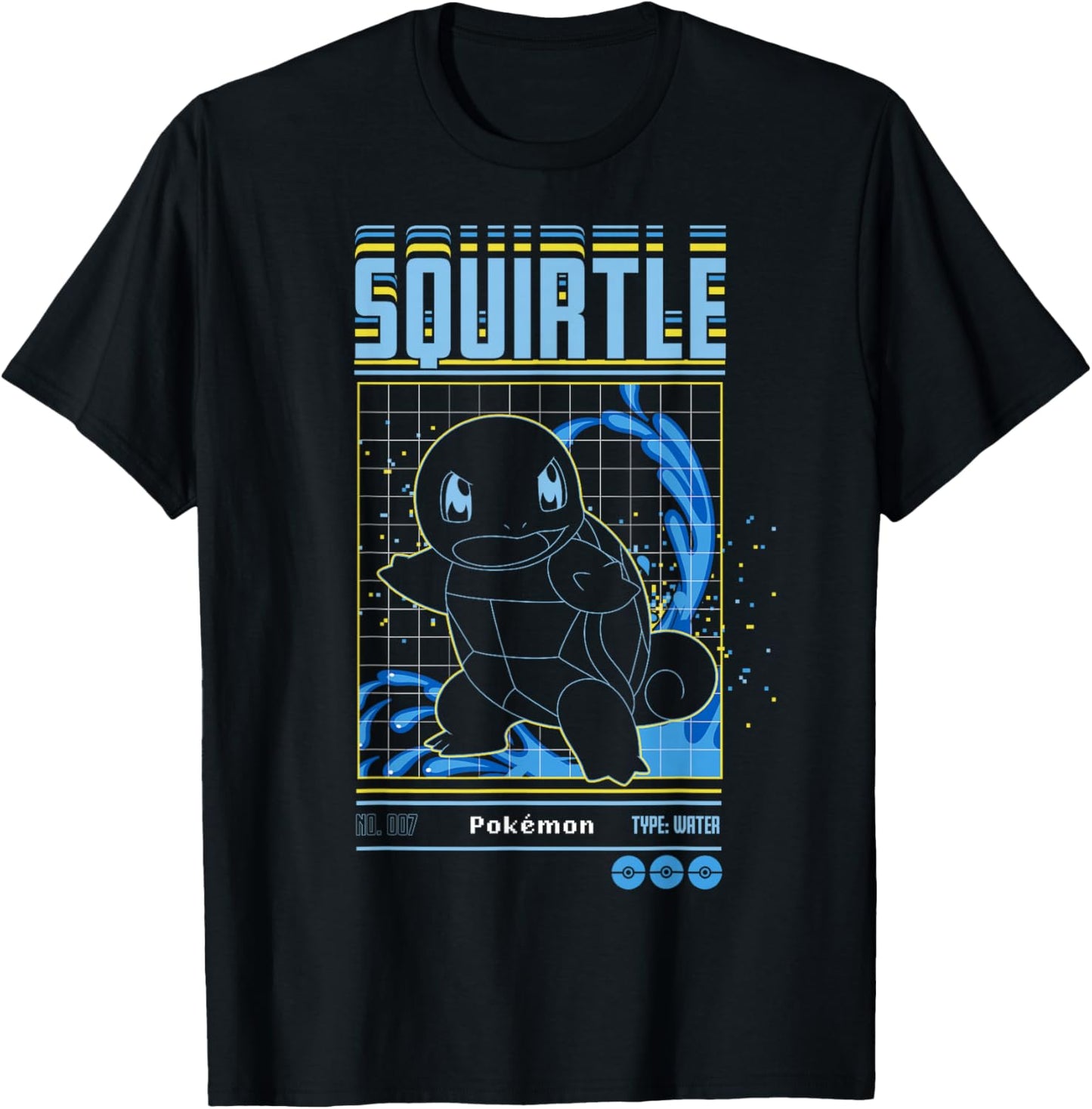 Pokémon Squirtle Water Type Schematic T-Shirt - T-Shirt | Black