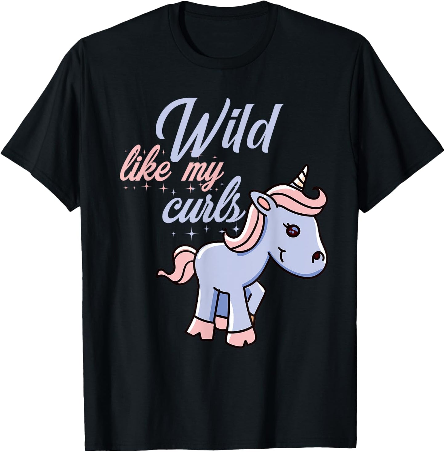 Wild Like My Curls Toddler Cute Unicorn Curly Haired T-Shirt - T-Shirt | Black
