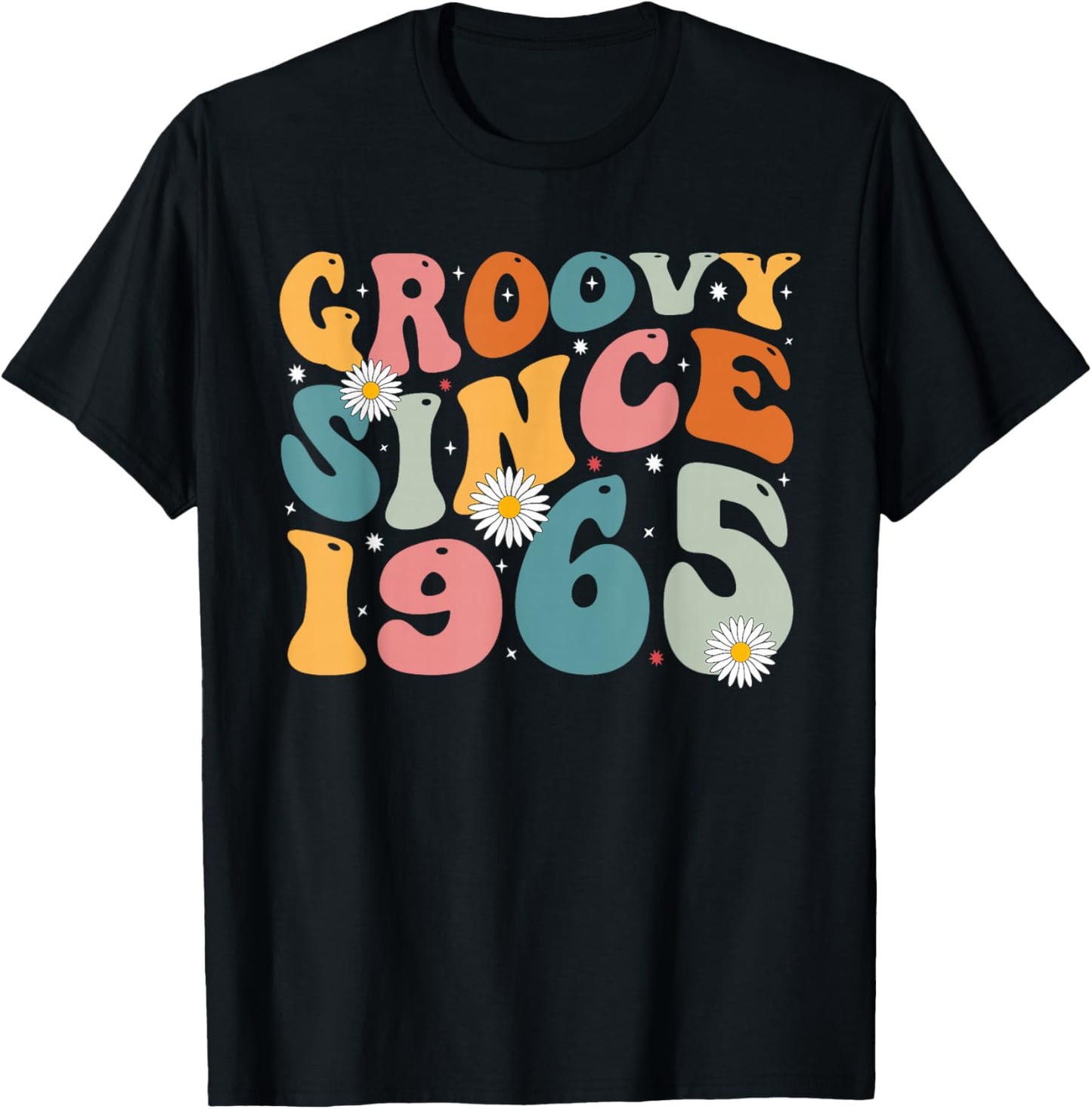 Groovy Since 1965 60th Birthday Retro Gifts Born In 1965 T-Shirt - T-Shirt | Black