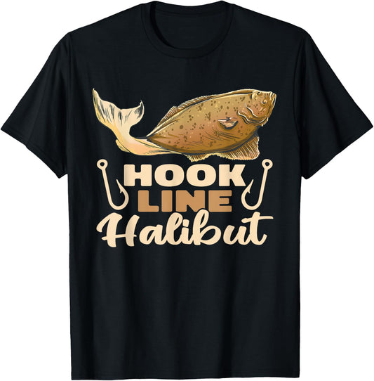 Hook Line Halibut men fishermen fishery halibut fishing T-Shirt - T-Shirt | Black