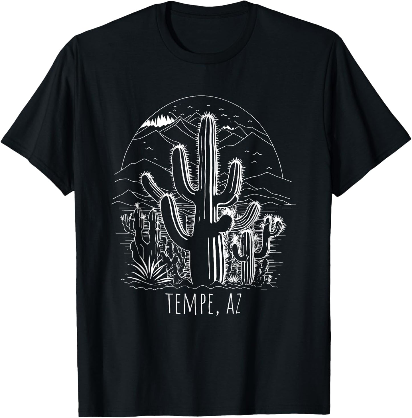 Tempe, AZ, USA Cactus Desert Scene Design T-Shirt - T-Shirt | Black
