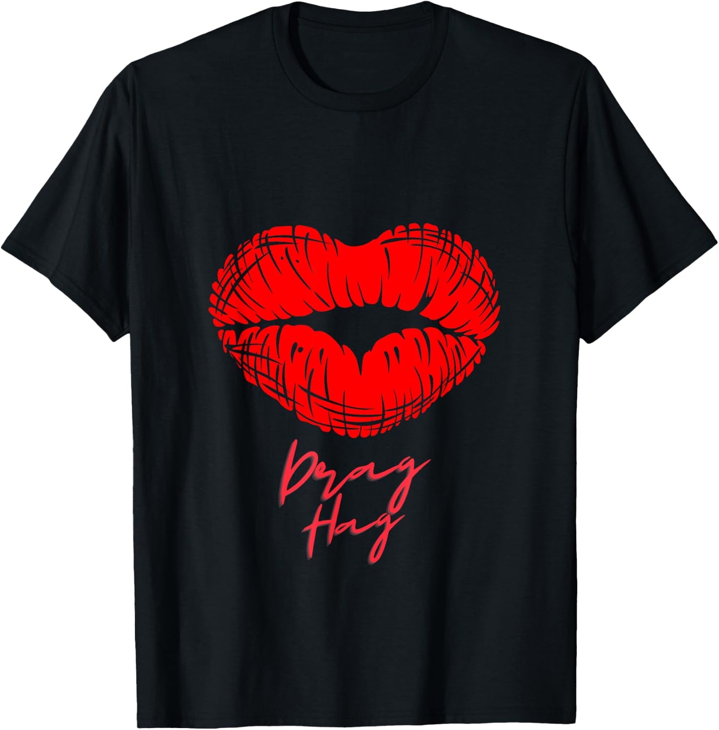 Drag Hag Queen Support Pride Lips Parade Ally T-Shirt - T-Shirt | Black