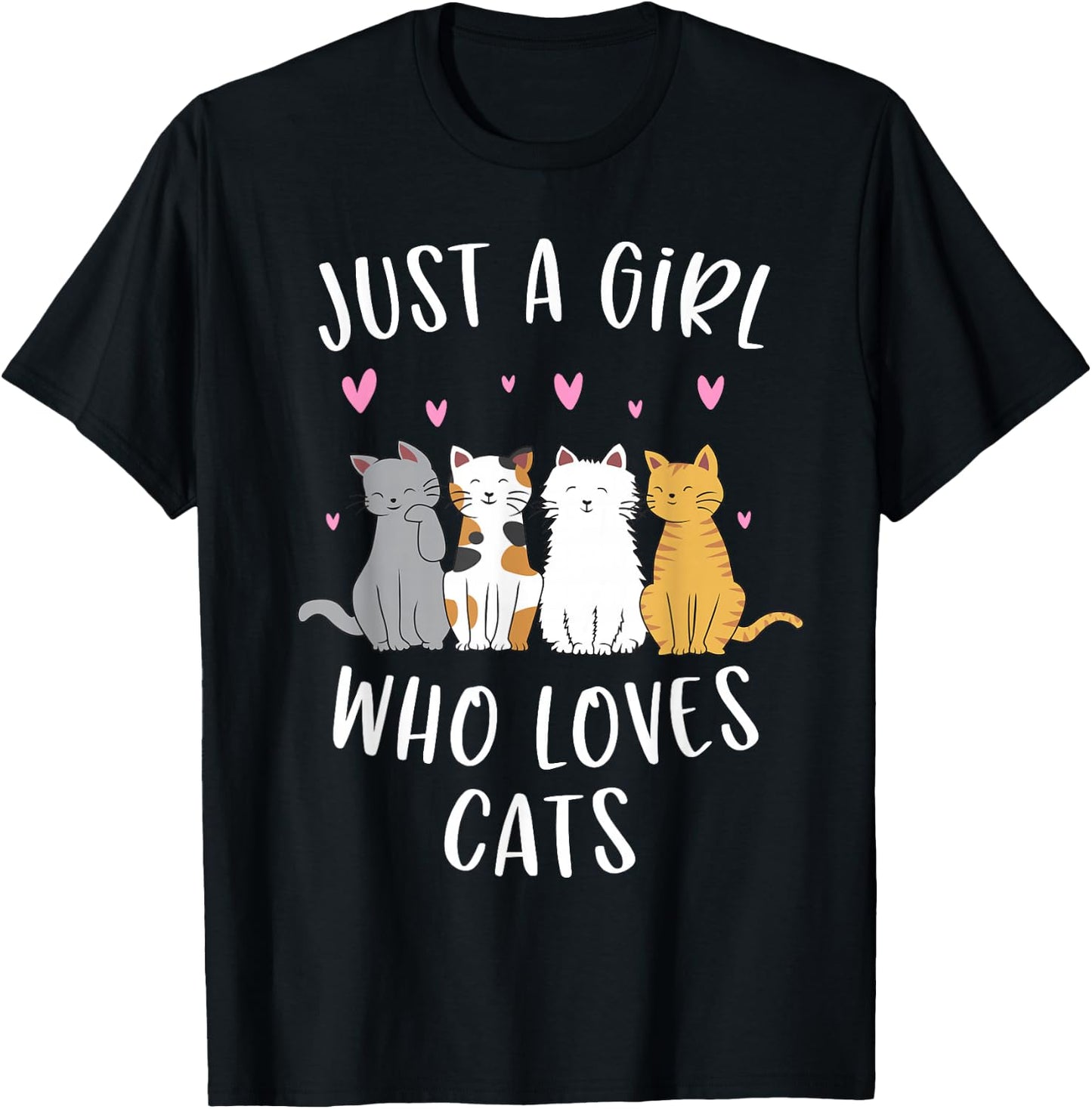 Just A Girl Who Loves Cats Cute Cat Lover Small T-Shirt - T-Shirt | Black