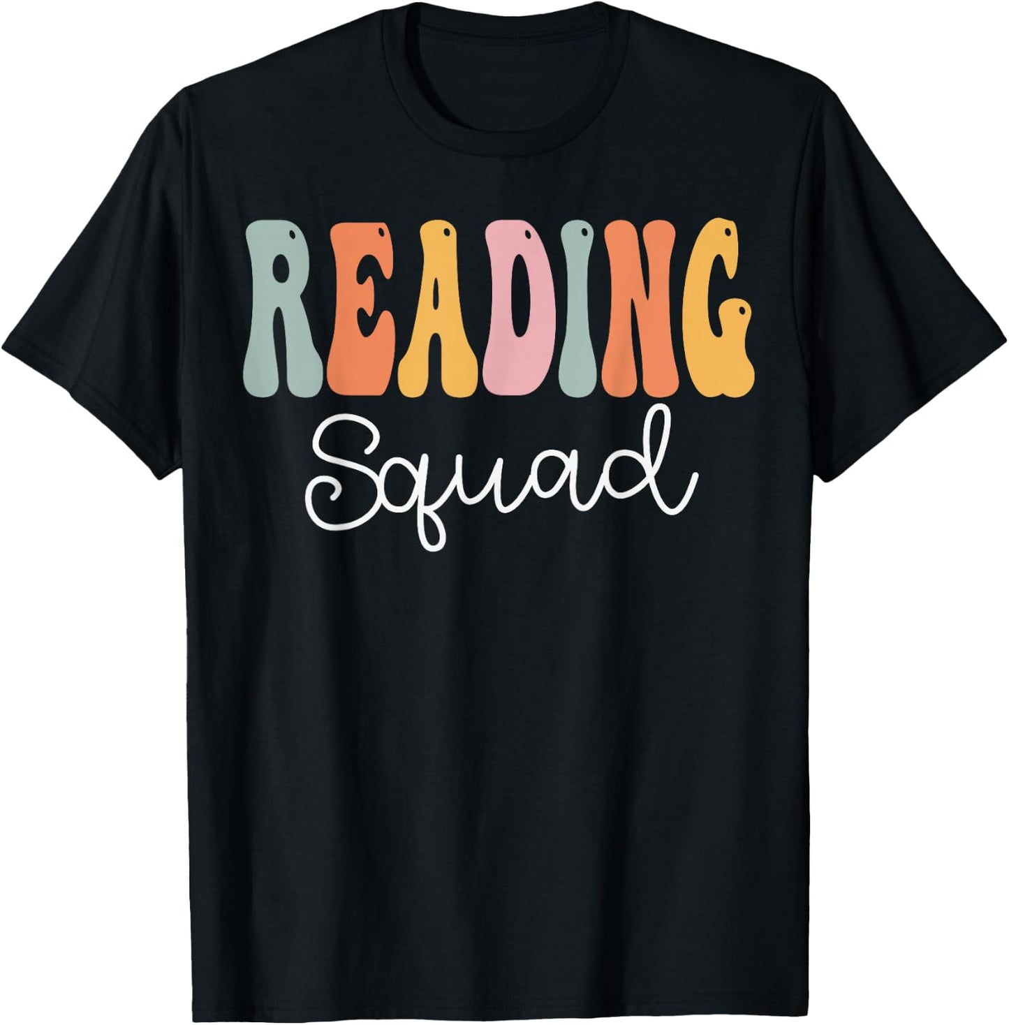 Reading Squad Groovy Women Appreciation Day Back To School T-Shirt - T-Shirt | Black