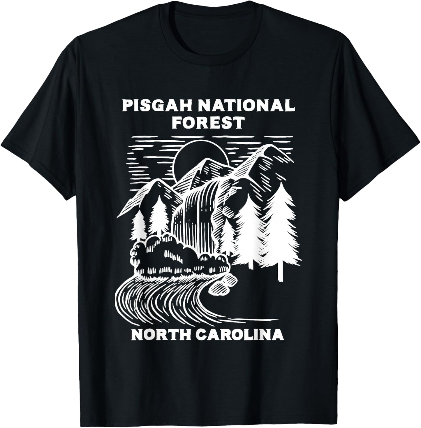 Pisgah National Forest North Carolina Waterfall NC Trip T-Shirt - T-Shirt | Black