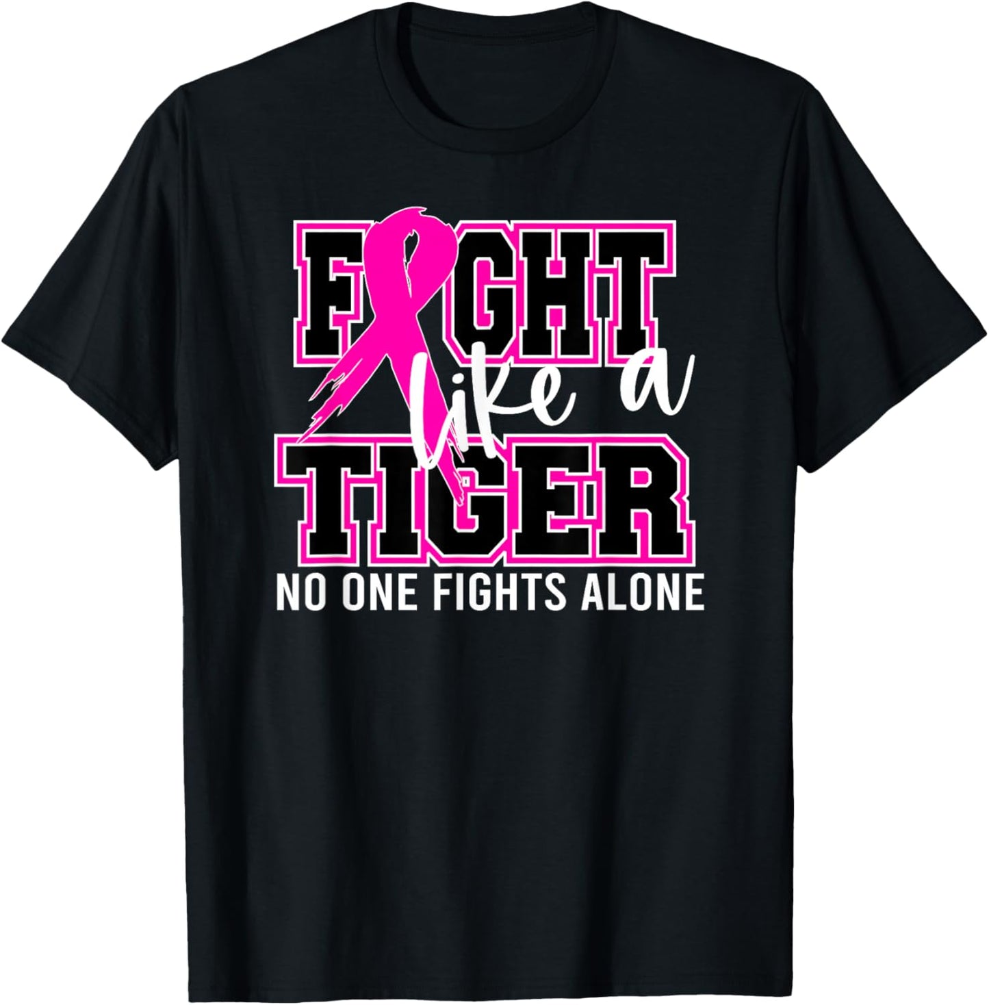 Fight Like a Tiger School Spirit Breast Cancer Awareness T-Shirt - T-Shirt | Black