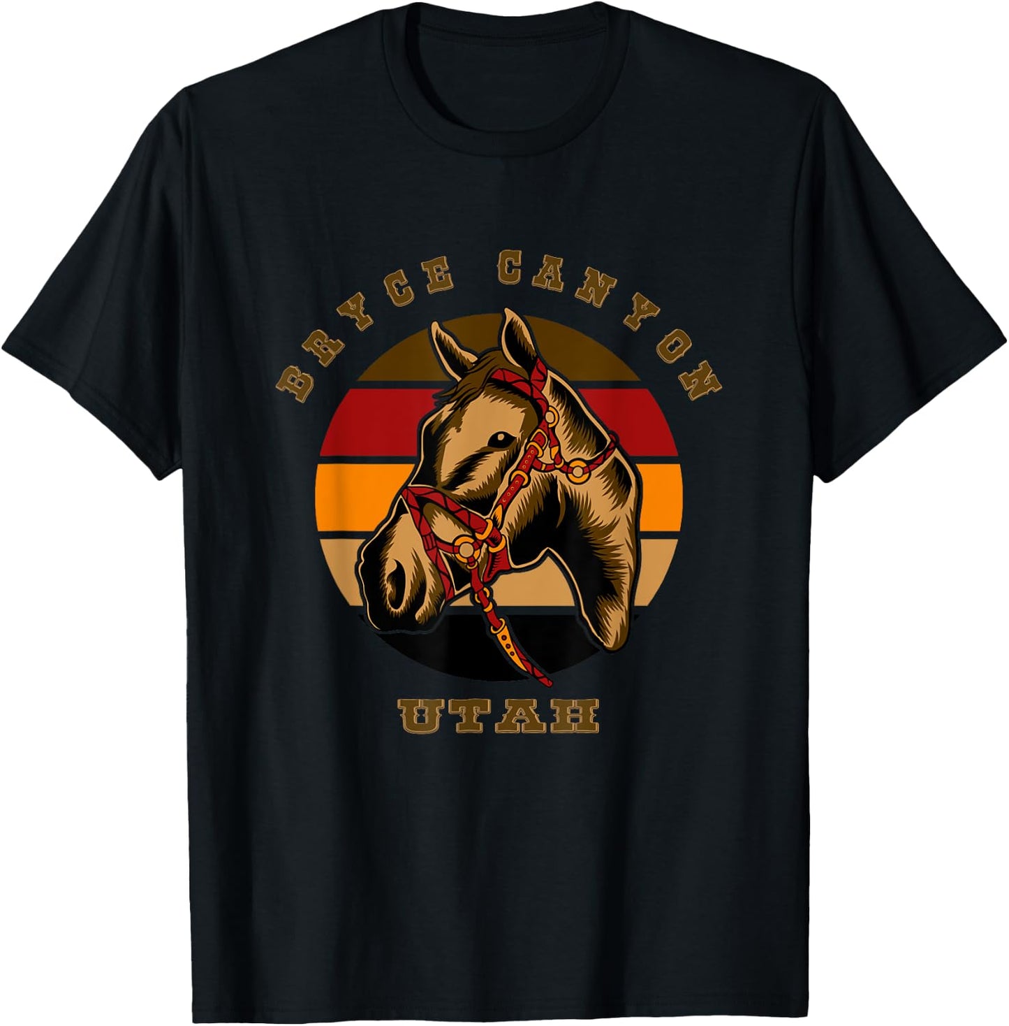 Utah Horseback Riding Horse Retro Style Bryce Canyon Equine T-Shirt - T-Shirt | Black