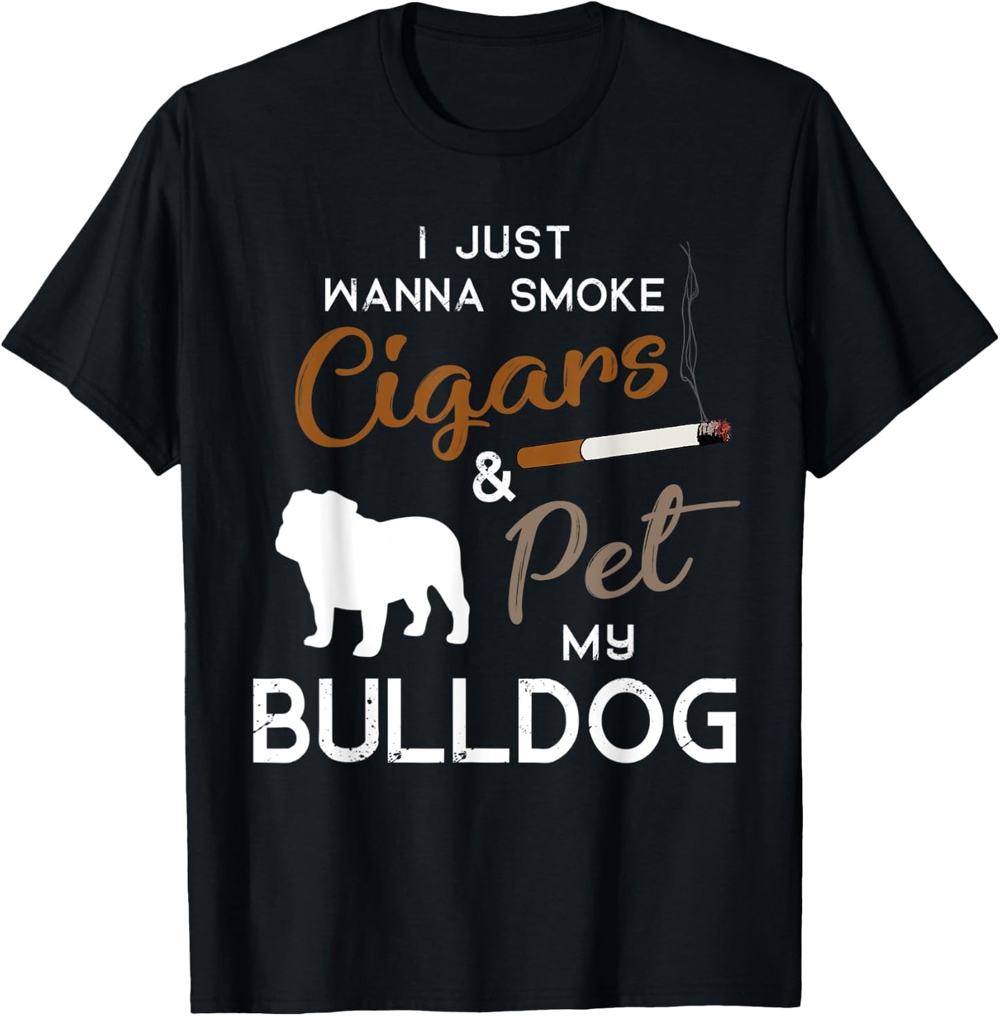 Bulldog Dog Cigar lover owner Christmas Birthday Gift Women T-Shirt - T-Shirt | Black