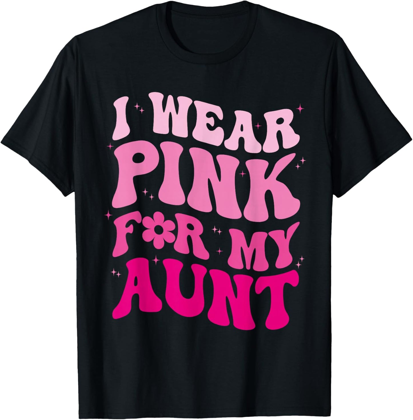 I Wear Pink for my Aunt Groovy Breast Cancer Women Kid Youth T-Shirt - T-Shirt | Black