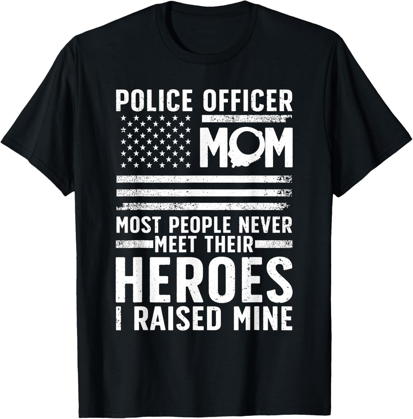 Police Mom Art For Cop Mother Women Police Officer Lovers T-Shirt - T-Shirt | Black