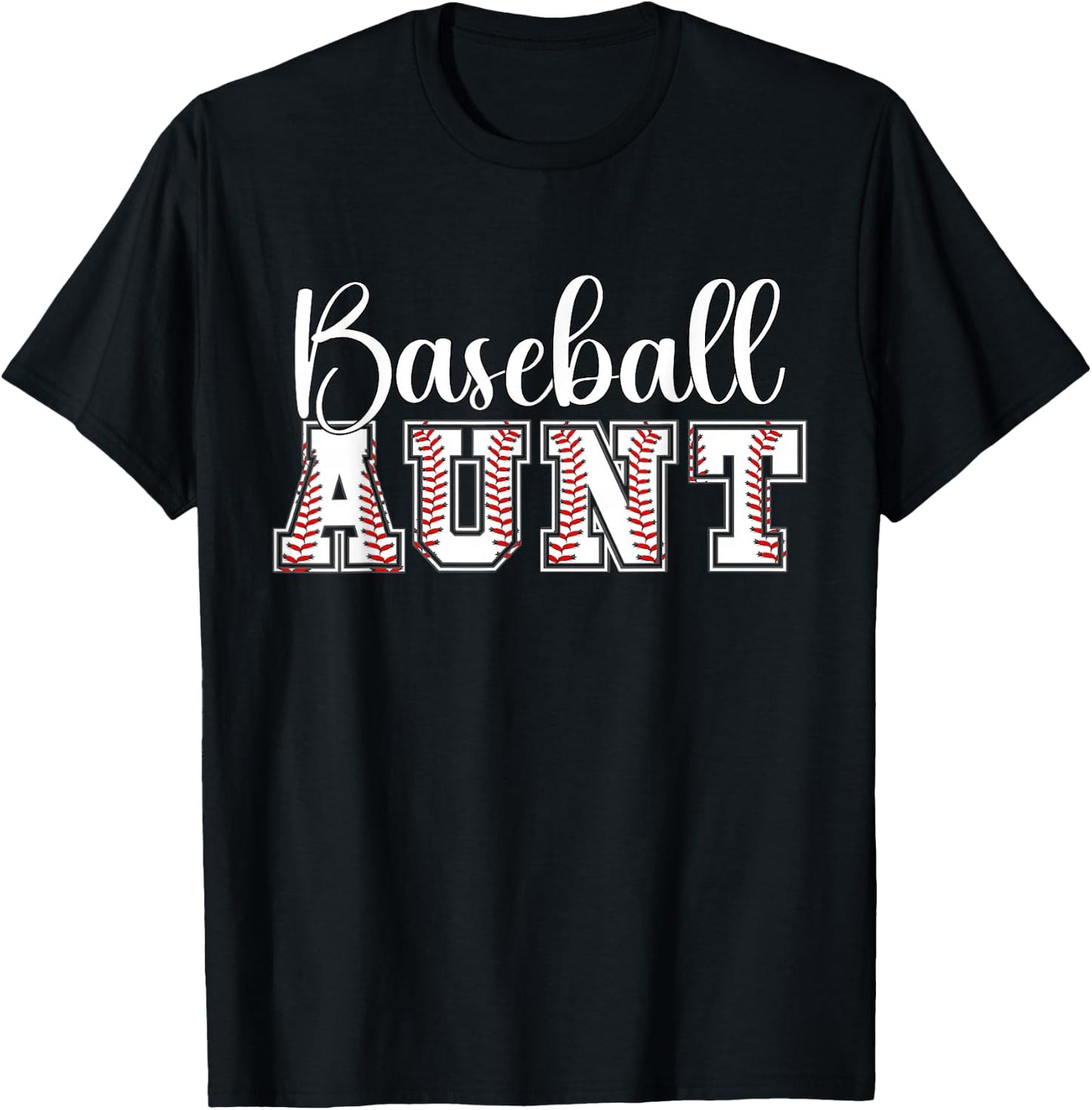 Baseball Aunt Of A Baseball Player Aunt Baseball Auntie T-Shirt - T-Shirt | Black