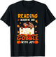 Reading Makes Me Gobble With Joy Turkey Reading Book Fall T-Shirt - T-Shirt | Black