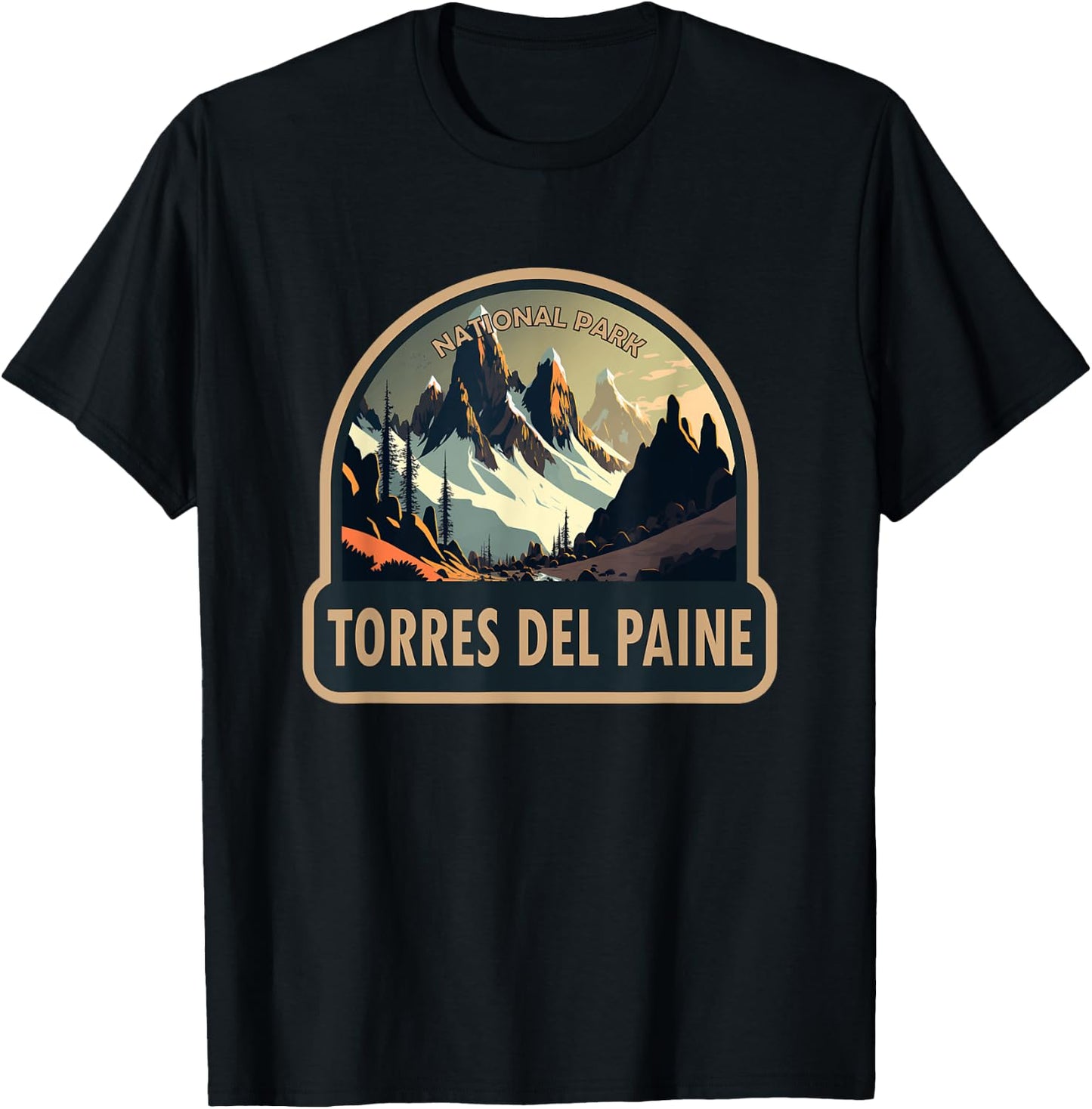 Torres del Paine National Park Chile Vintage T-Shirt - T-Shirt | Black
