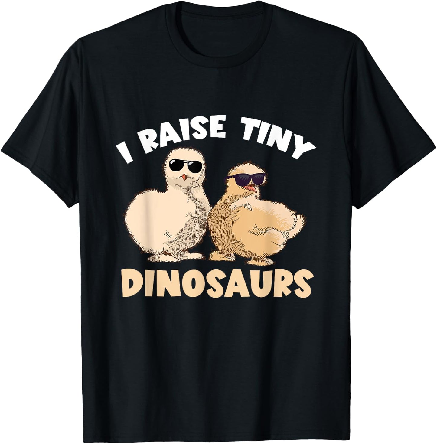 Funny Silkie Chicken I Raised Tiny Dinosaurs Silky Chicken T-Shirt - T-Shirt | Black