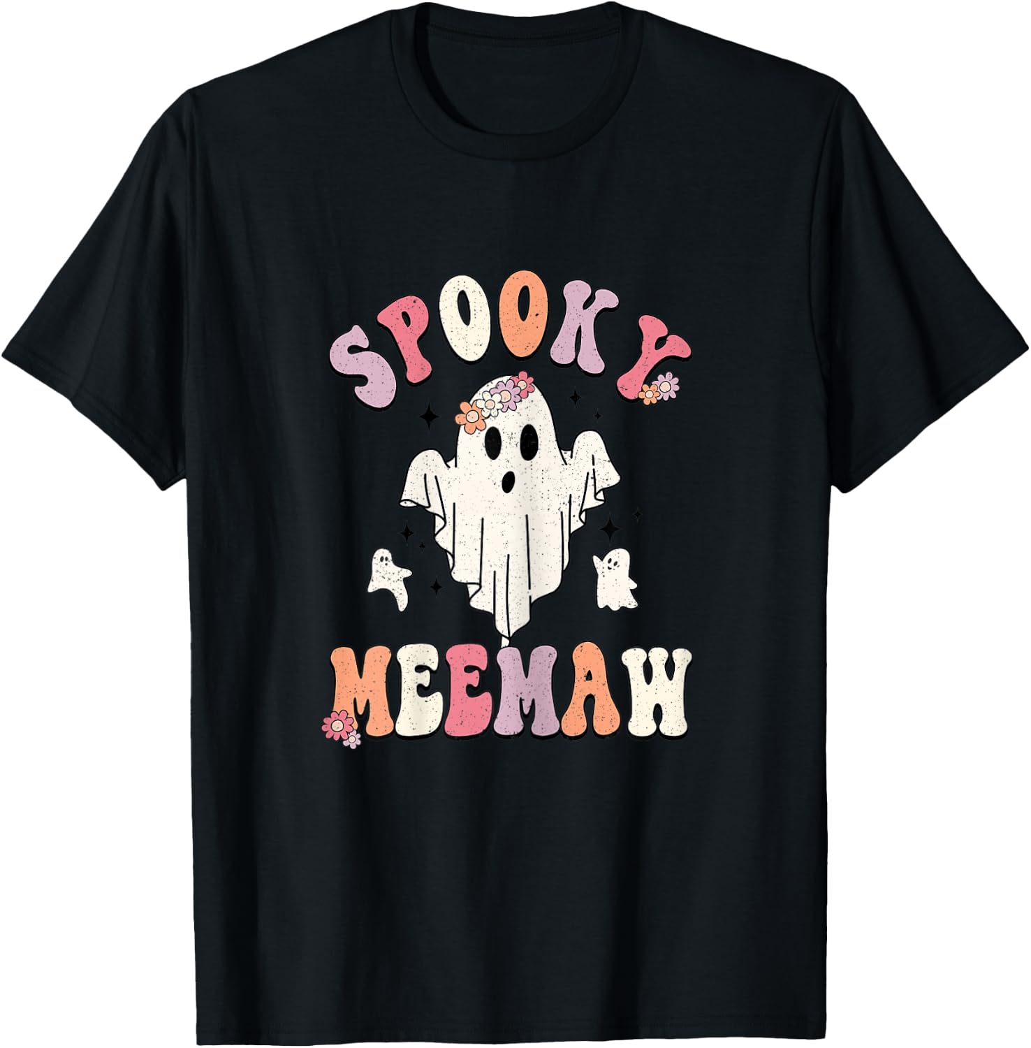 Spooky Meemaw Shirt, Cute Ghost Meemaw Halloween T-Shirt - T-Shirt | Black