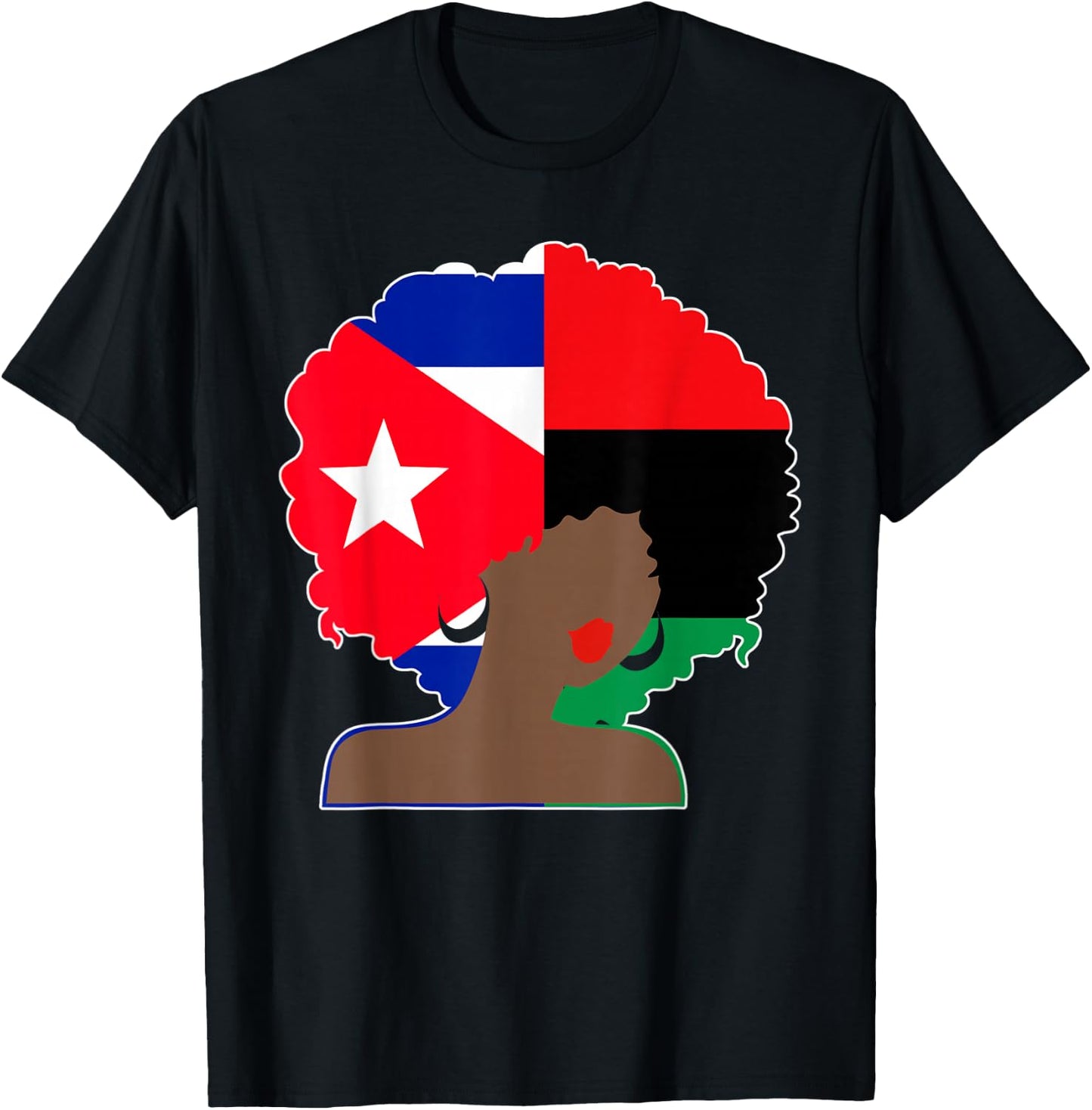 Puerto Rican African Black Woman Afro Hair Pride History T-Shirt - T-Shirt | Black