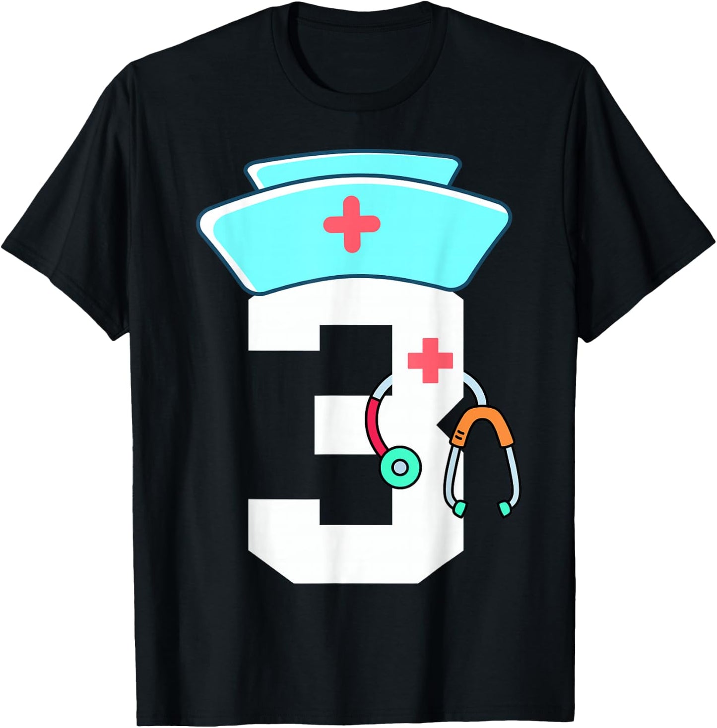 Toddler 3rd Birthday Nurse Doctor Themed Girl Kid 3 Year Old T-Shirt - T-Shirt | Black