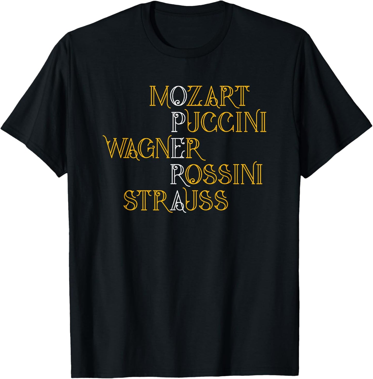 Opera Lover Gear Mozart Puccini Wagner Rossini Strauss T-Shirt - T-Shirt | Black