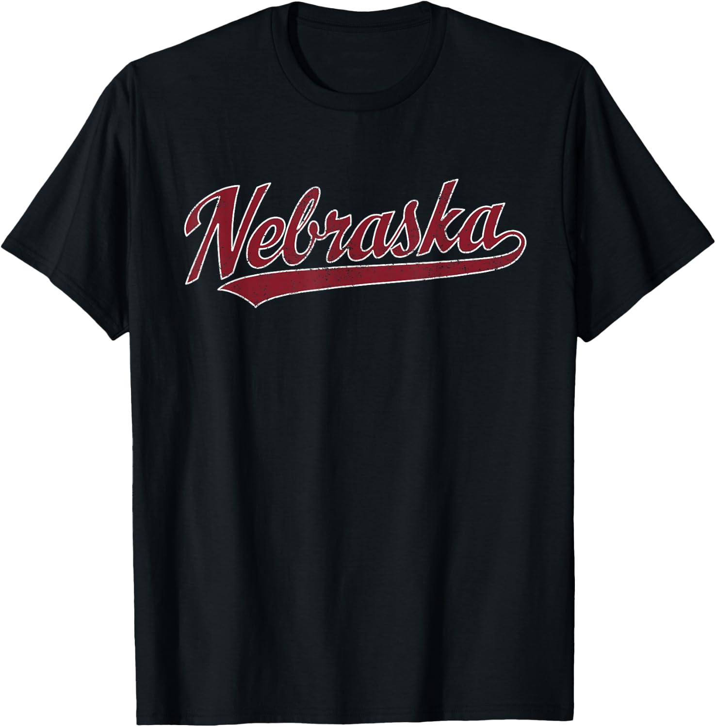 Nebraska NE Vintage Sports Design Retro Script T-Shirt - T-Shirt | Black