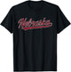 Nebraska NE Vintage Sports Design Retro Script T-Shirt - T-Shirt | Black