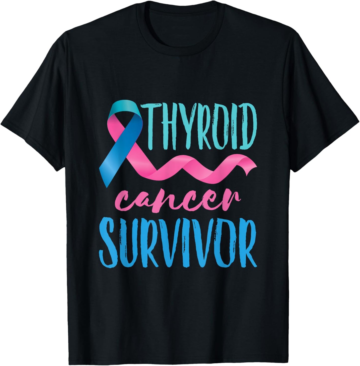 Thyroid Cancer Survivor Awareness Products Ribbon T-Shirt - T-Shirt | Black
